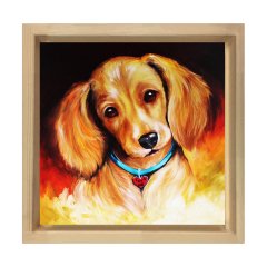 Köpek Yağlı Boya Reprödiksiyon Tablosu Naturel Ahşap Çerçeve - 70x70