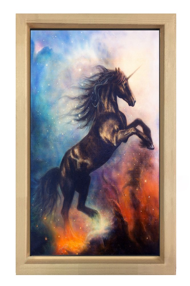Şaha Kalkan At Tablosu Naturel Ahşap Çerçeve - 100x150