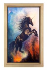 Şaha Kalkan At Tablosu Naturel Ahşap Çerçeve - 100x150