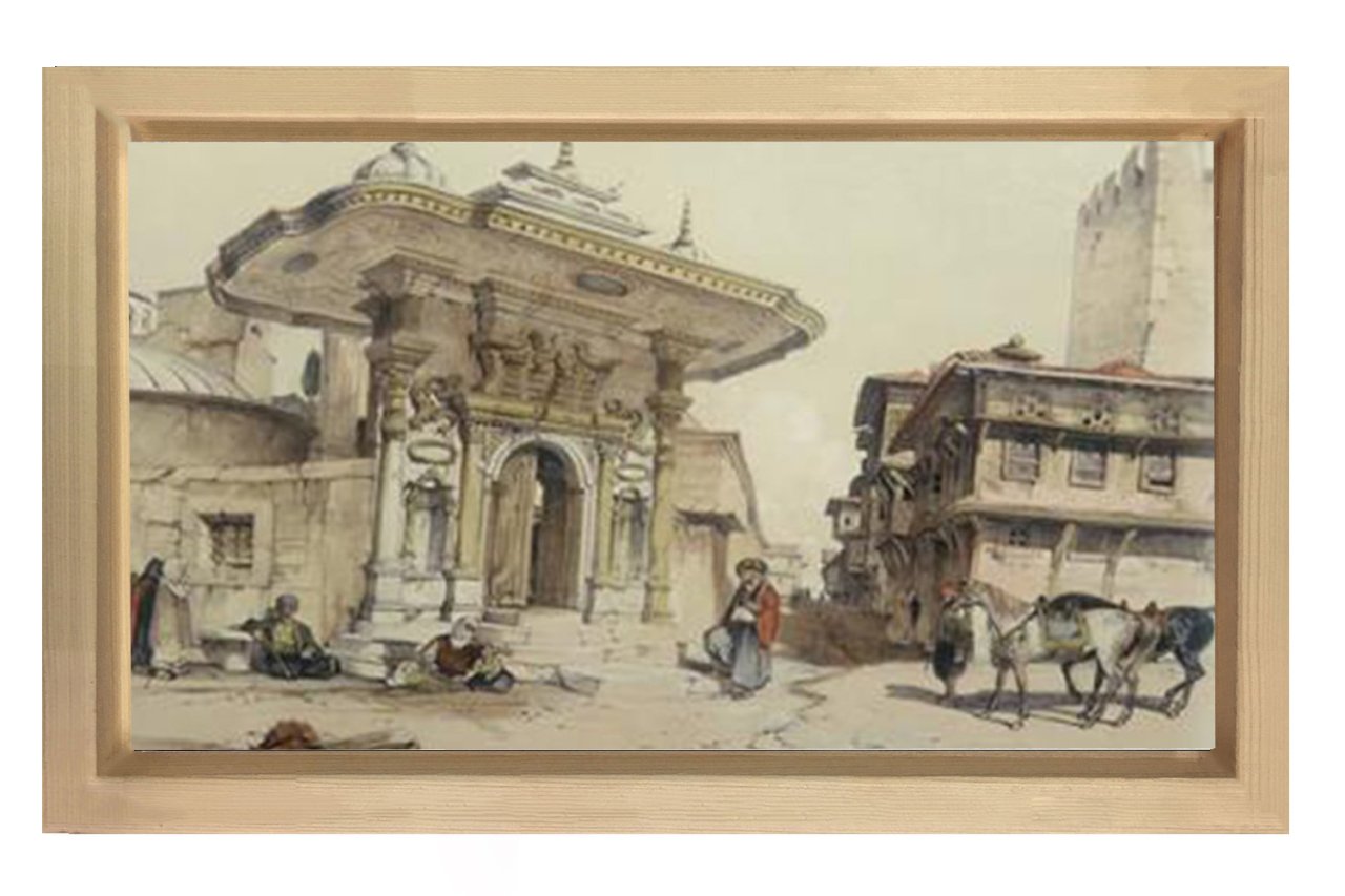 Osmanlı İstanbulu Tablosu Naturel Ahşap Çerçeve - 50x70