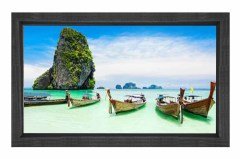 Tropikal Deniz Ve Kayıklar Tablosu Siyah Ahşap Çerçeve - 40x60