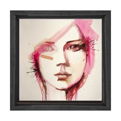 Kadın Yüzü Tablosu Siyah Ahşap Çerçeve - 80x80