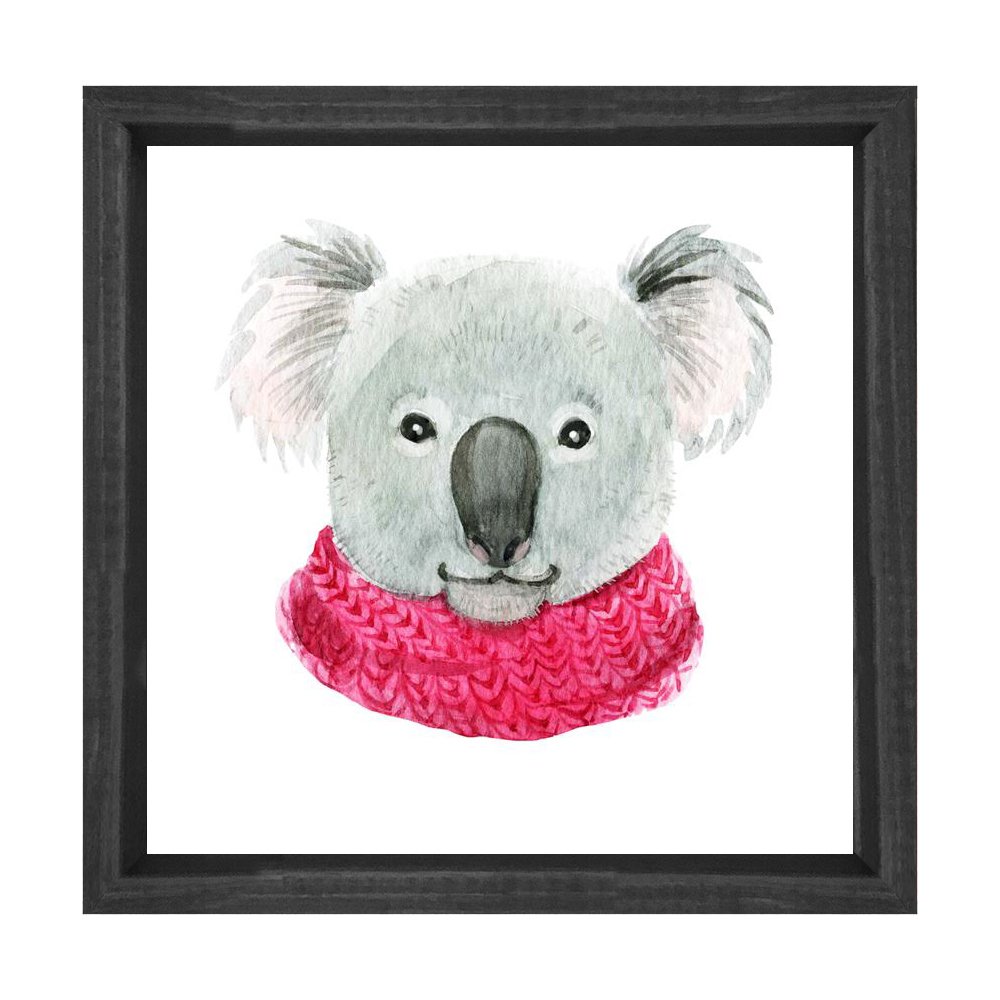 Sevimli Koala Tablosu Siyah Ahşap Çerçeve - 90x90
