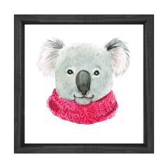 Sevimli Koala Tablosu Siyah Ahşap Çerçeve - 90x90