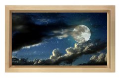 Gece Gökyüzü Manzarası Tablosu Naturel Ahşap - 50x90