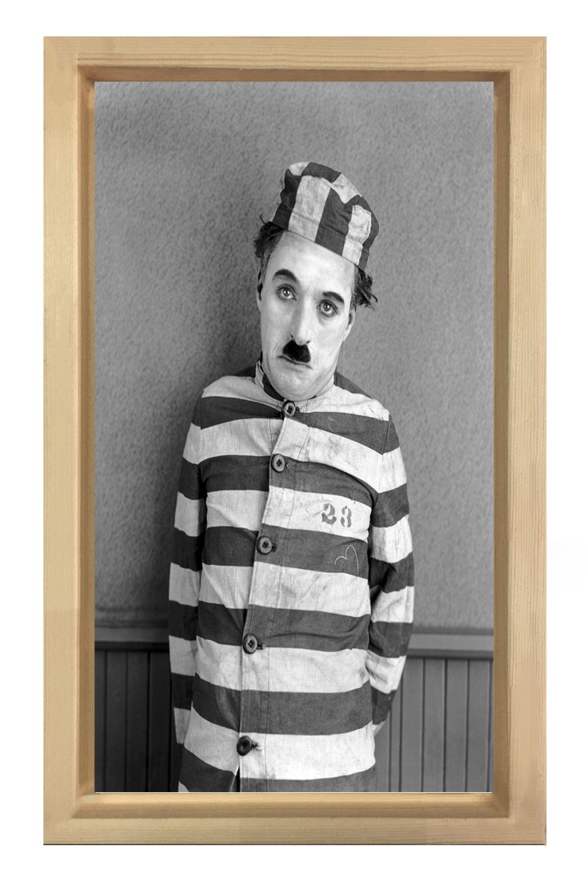 Charlie Chaplin Tablosu Naturel Ahşap Çerçeve - 45x30