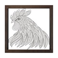 Mandala Horoz Tablosu Kahverengi Ahşap Çerçeve - 80x80