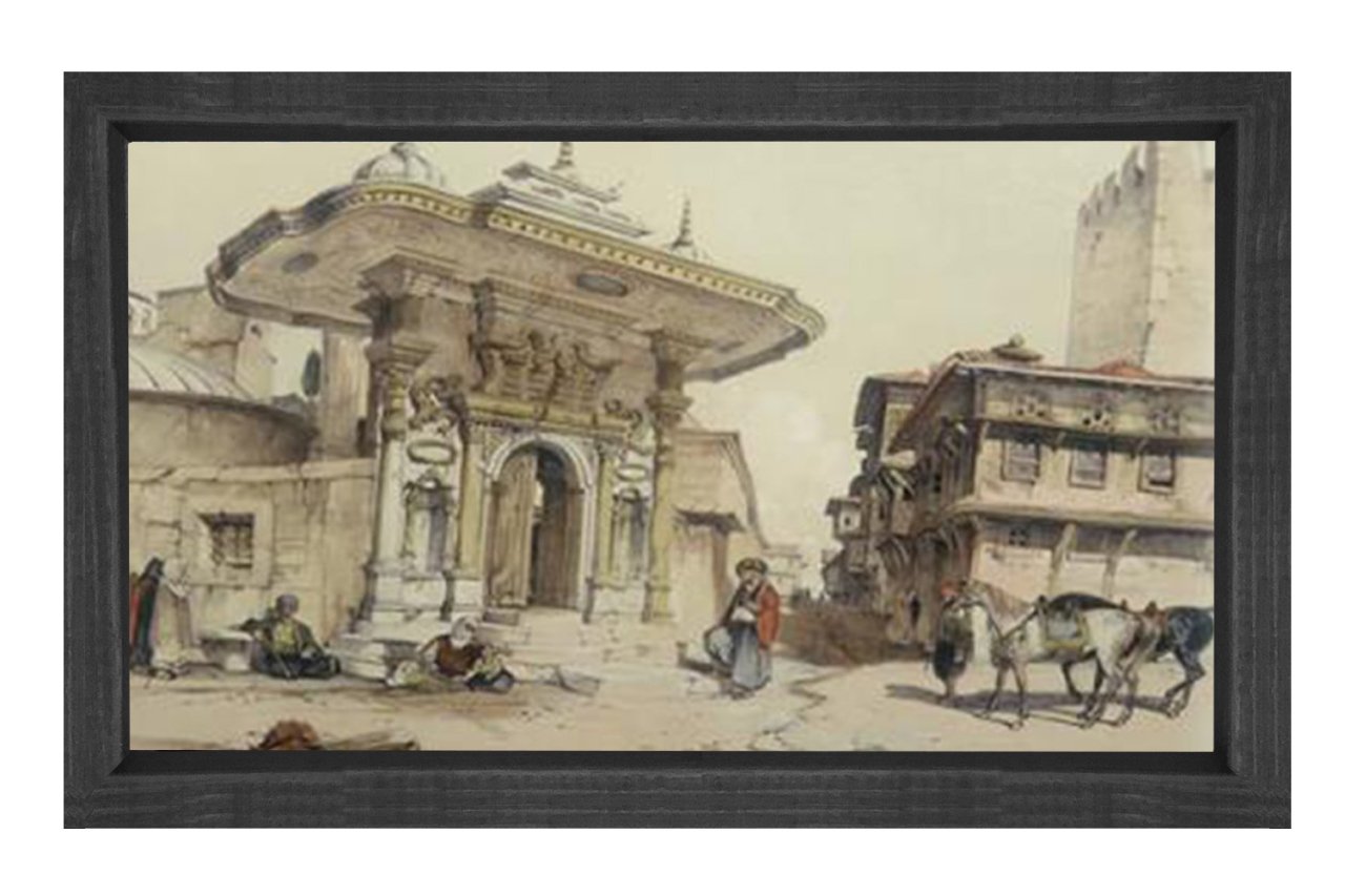 Osmanlı İstanbulu Tablosu Siyah Ahşap Çerçeve - 100x200