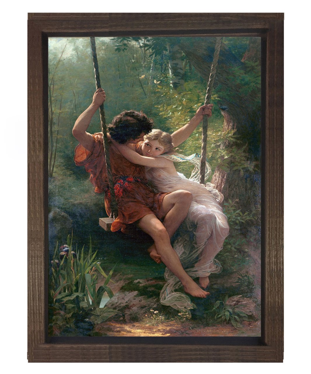 Jean Honore Fragonard - The Swing Tablosu Kahverengi Ahşap Çerçeve - 70x100