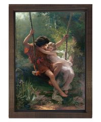 Jean Honore Fragonard - The Swing Tablosu Kahverengi Ahşap Çerçeve - 70x100