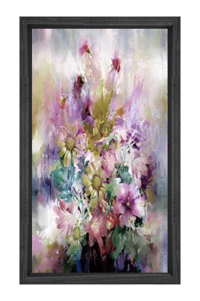 Vazoda Çiçek Natürmort Tablosu Siyah Ahşap - 50x70