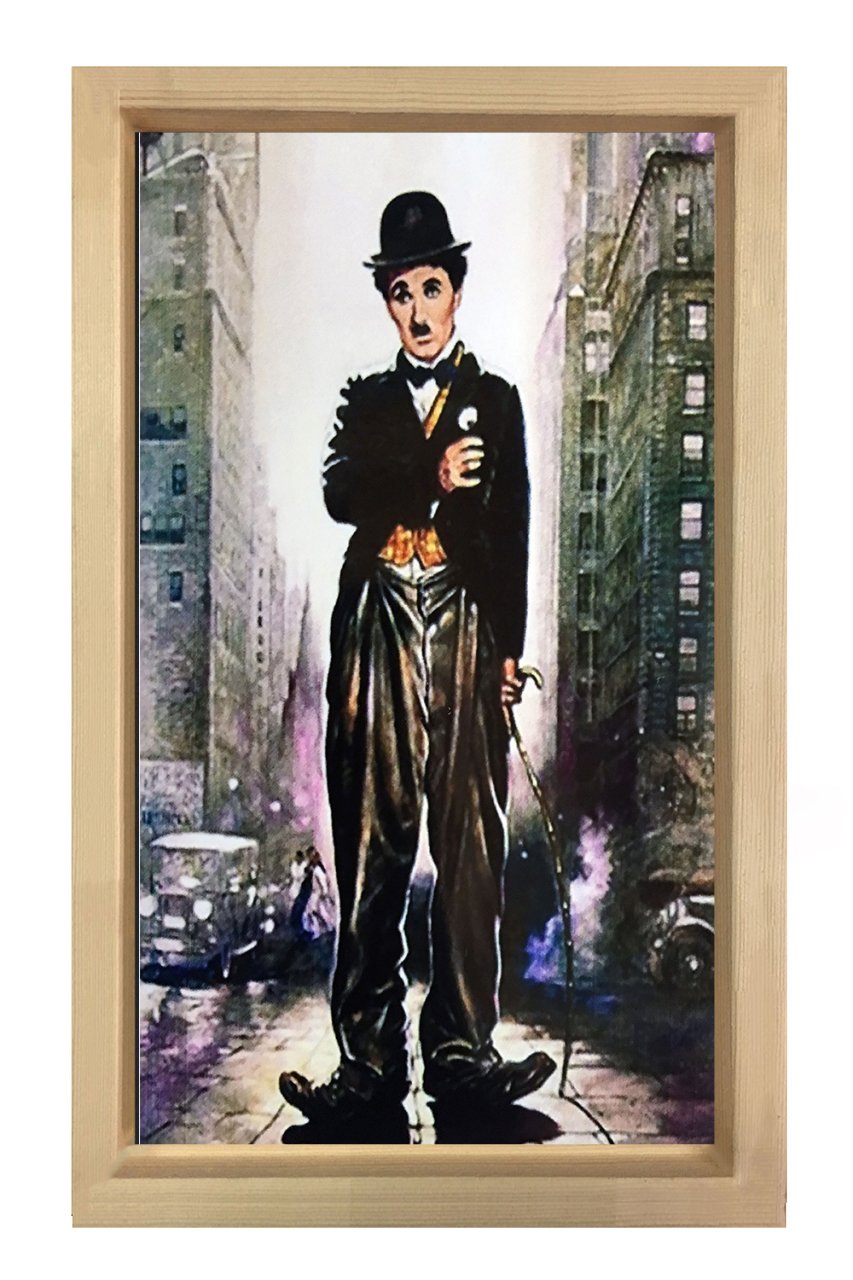 Charlie Chaplin Tablosu Naturel Ahşap Çerçeve - 100x200
