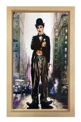 Charlie Chaplin Tablosu Naturel Ahşap Çerçeve - 100x200