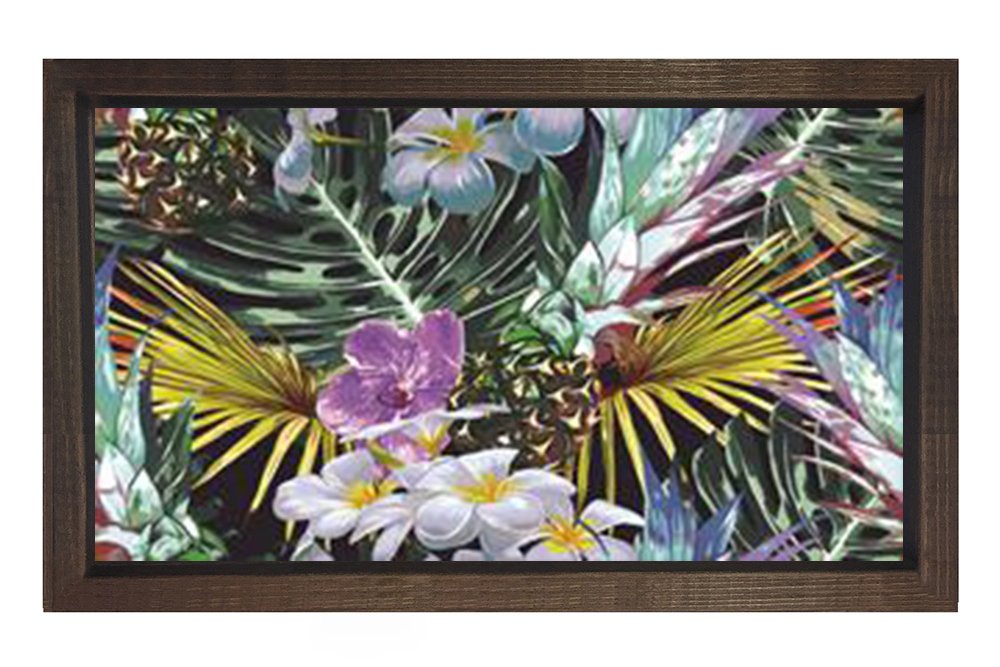 Ormanlı Çiçek Tablosu Kahverengi Ahşap Çerçeve - 50x70