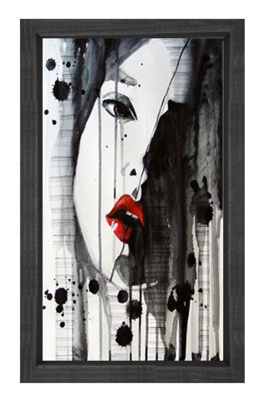 Kadın Yüzü Tablosu Siyah Ahşap Çerçeve - 100x200