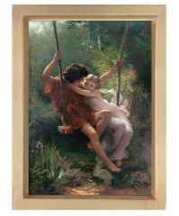 Jean Honore Fragonard - The Swing Tablosu Naturel Ahşap Çerçeve - 100x150