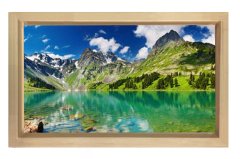 Berrak Göl ve Dağ Manzarası Tablosu Naturel Ahşap - 100x200