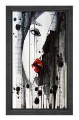 Kadın Yüzü Tablosu Siyah Ahşap Çerçeve - 40x60