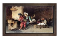 Osmanlı Halk Meskeni Tablosu Kahverengi Ahşap Çerçeve - 100x150