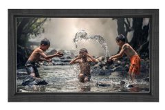 Su savaşı  Tablosu Siyah Ahşap Çerçeve - 40x60