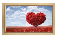 Kalp Ağacı Tablosu Naturel Ahşap Çerçeve - 50x70
