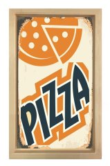 Pizza  Vintage Reklam Afişi Tablosu Naturel Ahşap - 50x70