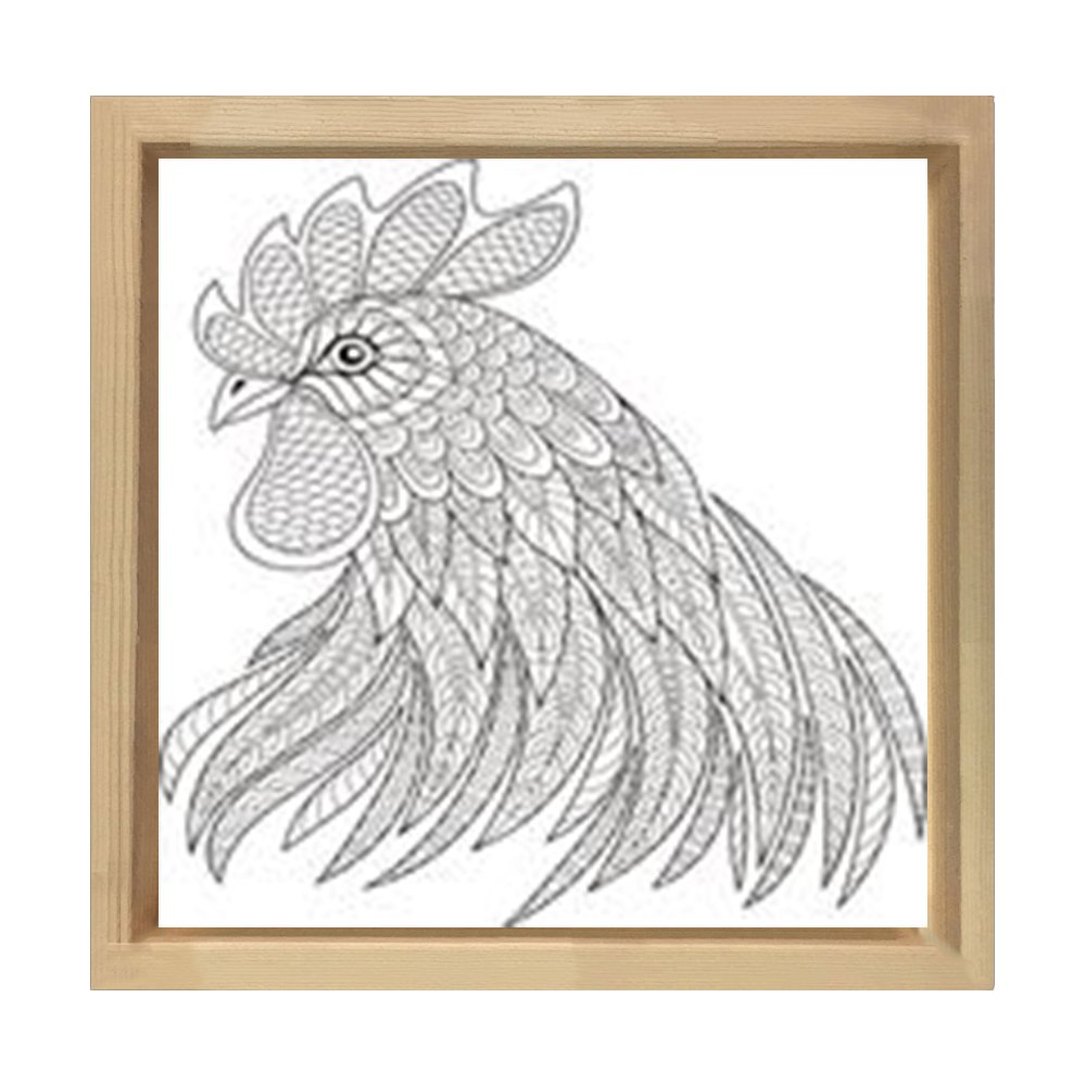 Mandala Horoz Tablosu Naturel Ahşap Çerçeve - 40x40