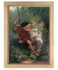 Jean Honore Fragonard - The Swing Tablosu Naturel Ahşap Çerçeve - 45x30