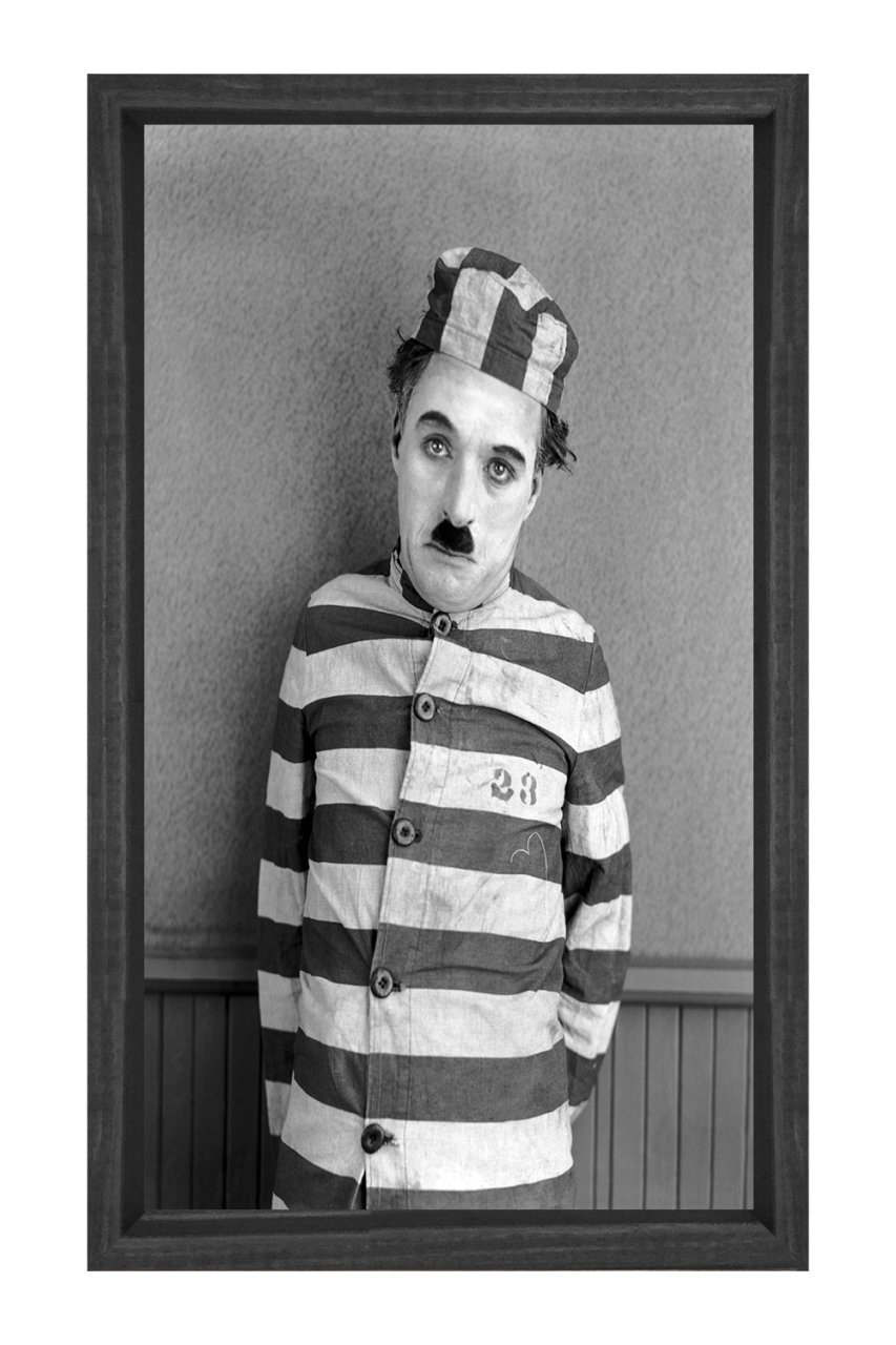 Charlie Chaplin Tablosu Siyah Ahşap Çerçeve - 100x200