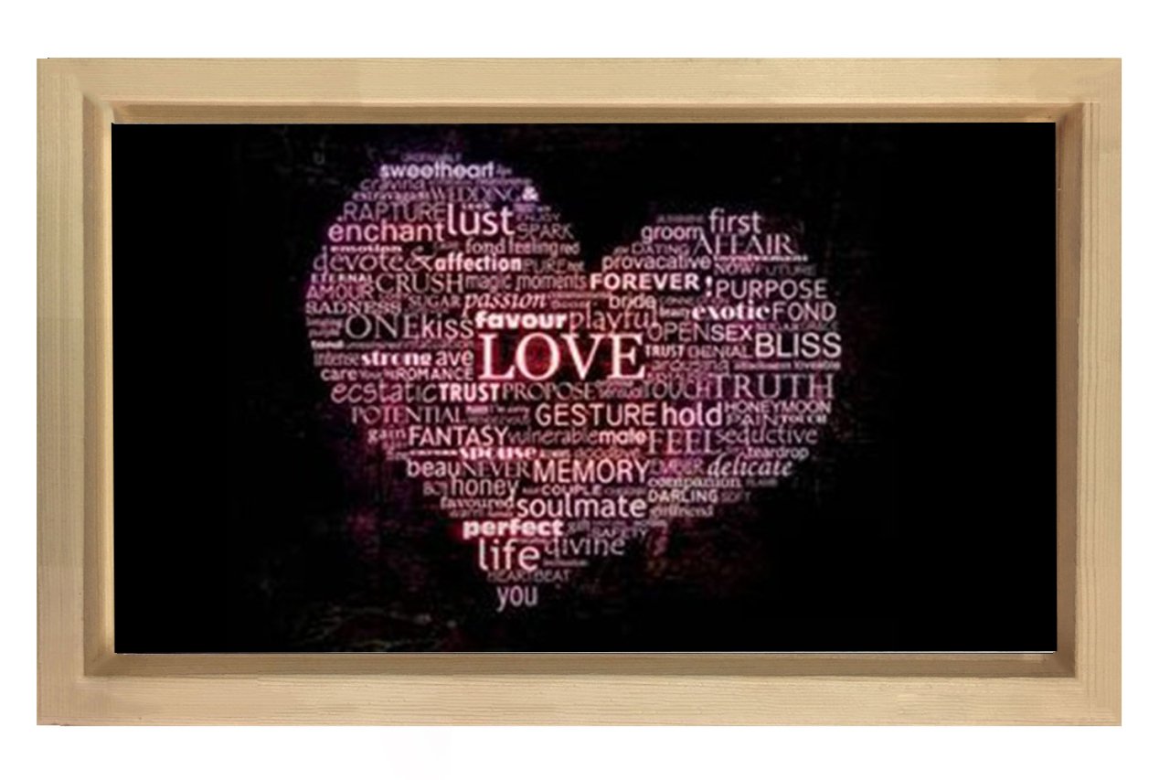Love Tipografi Tablosu Naturel Ahşap - 50x70