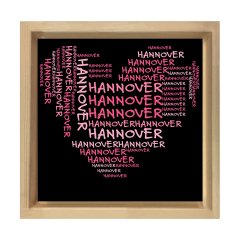 Hannover Şehri Kalp Silueti Tablosu Naturel Ahşap Çerçeve - 90x90