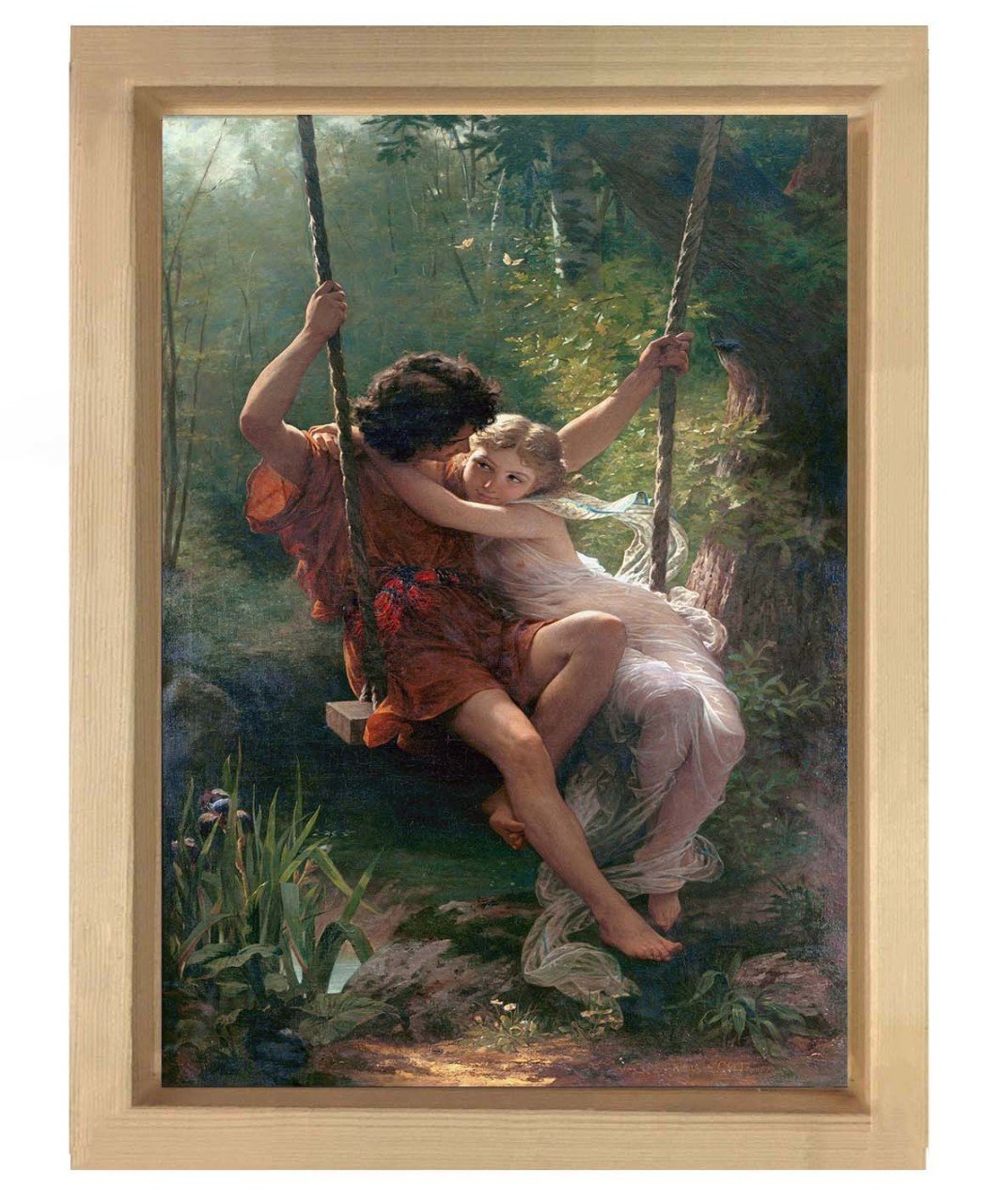 Jean Honore Fragonard - The Swing Tablosu Naturel Ahşap Çerçeve - 50x70