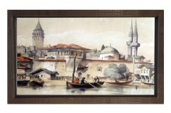 Osmanlı İstanbulu Tablosu Kahverengi Ahşap Çerçeve - 100x150
