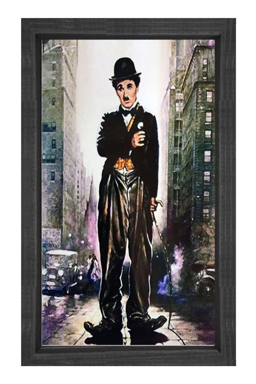 Charlie Chaplin Tablosu Siyah Ahşap Çerçeve - 100x150