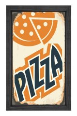 Pizza  Vintage Reklam Afişi Tablosu Siyah Ahşap - 100x200