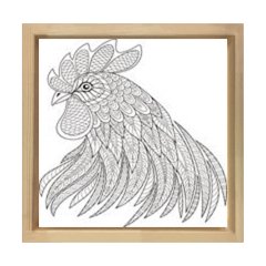 Mandala Horoz Tablosu Naturel Ahşap Çerçeve - 70x70