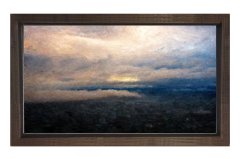 Bulutlu Gökyüzü  Tablosu Kahverengi Ahşap Çerçeve - 100x200