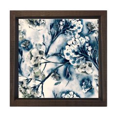 Beyaz Çiçekler Reprodüksiyon Tablosu Kahverengi Ahşap Çerçeve - 80x80