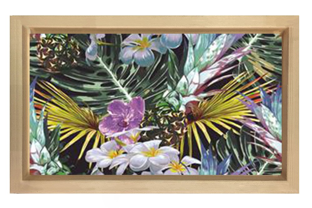 Ormanlı Çiçek Tablosu Naturel Ahşap Çerçeve - 50x70