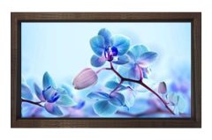 Mavi Menekşe Çiçekler Tablosu Kahverengi Ahşap - 70x100