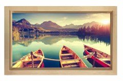 Kayıklar Göl Manzarası Tablosu Naturel Ahşap Çerçeve - 100x150