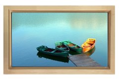 Kayıklı Berrak Göl Tablosu Naturel Ahşap - 50x90