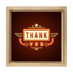 Thank You Yazısı Tablosu Naturel Ahşap Çerçeve - 50x50