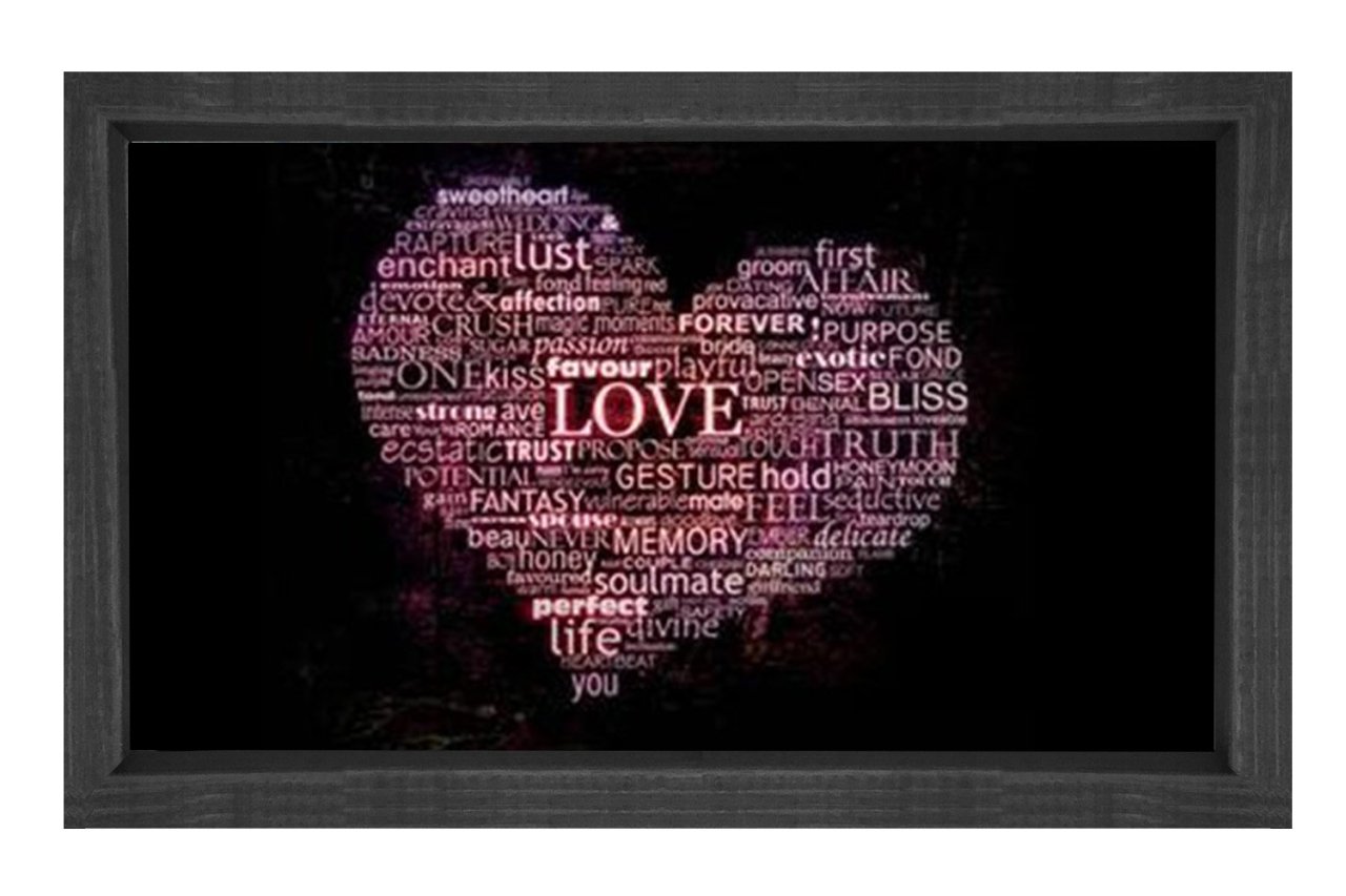 Love Tipografi Tablosu Siyah Ahşap - 40x60