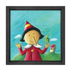 Pinokyo Tablosu Siyah Ahşap Çerçeve - 60x60