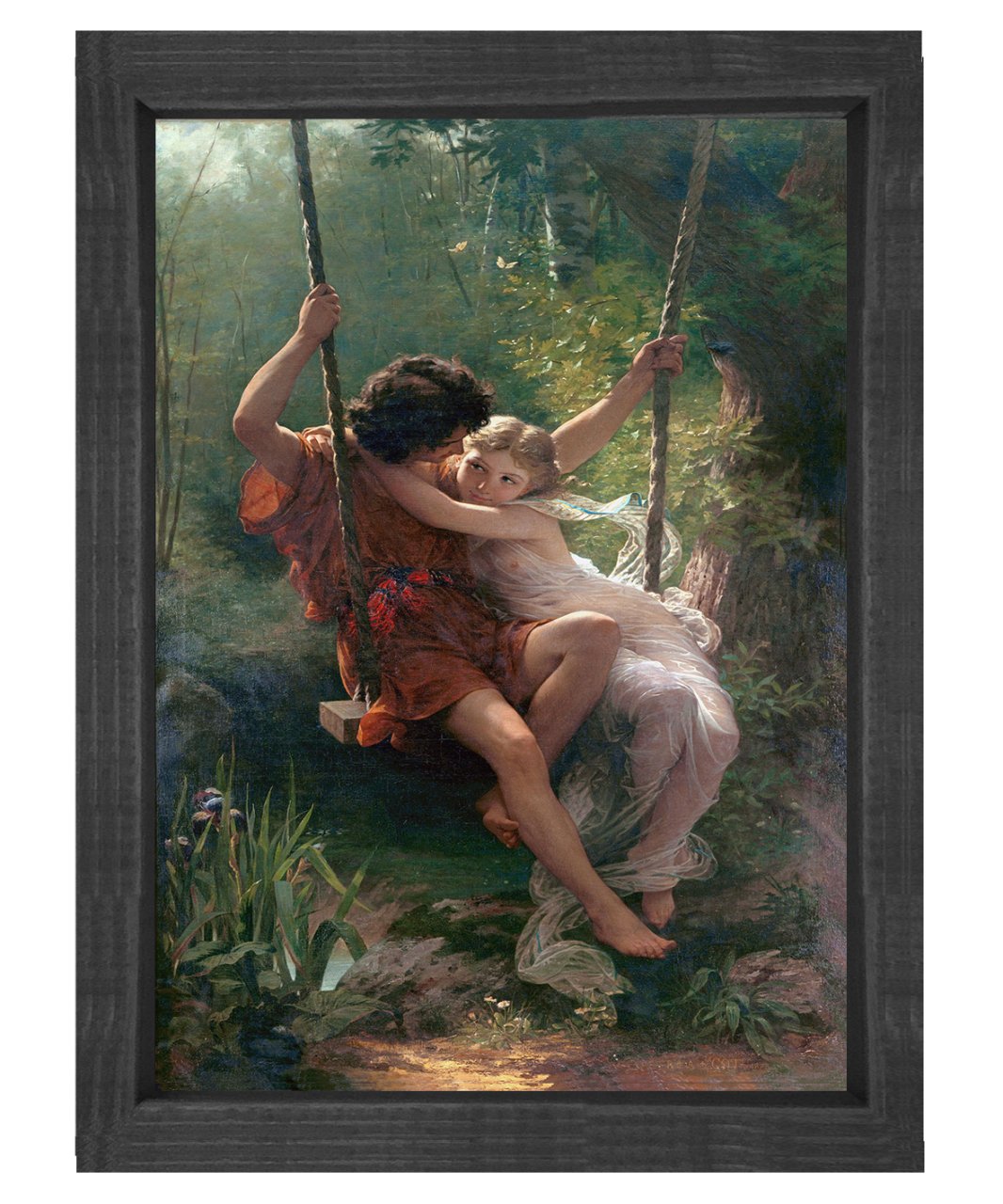 Jean Honore Fragonard - The Swing Tablosu Siyah Ahşap Çerçeve - 40x60