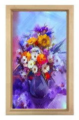 Vazoda Çiçek Natürmort Tablosu Naturel Ahşap Çerçeve - 100x150