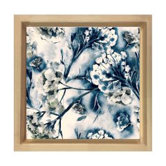Beyaz Çiçekler Reprodüksiyon Tablosu Naturel Ahşap Çerçeve - 30x30