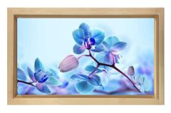 Mavi Menekşe Çiçekler Tablosu Naturel Ahşap - 45x30