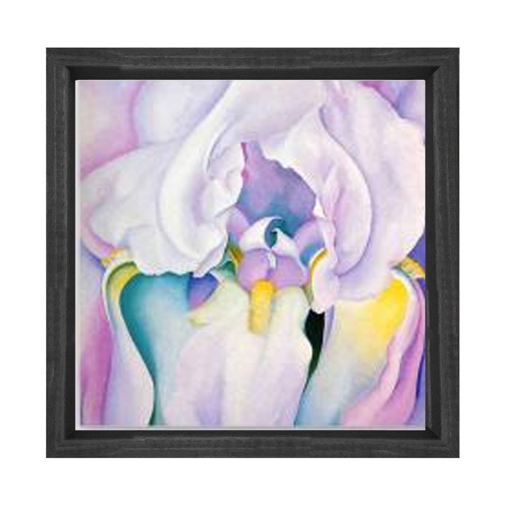 Mor Çiçek Tablosu Siyah Ahşap - 100x150